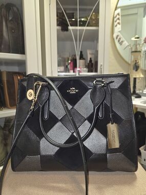 Coach 36531 Patchwork Carryall Shoulder Bag Signature Multi Material